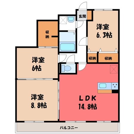 駅東公園前駅 徒歩4分 4階の物件間取画像